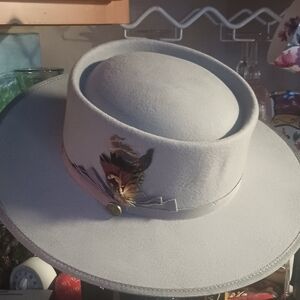 A New 100% Wool Elegant Gray Men's Fedora Hat By T's Luxury